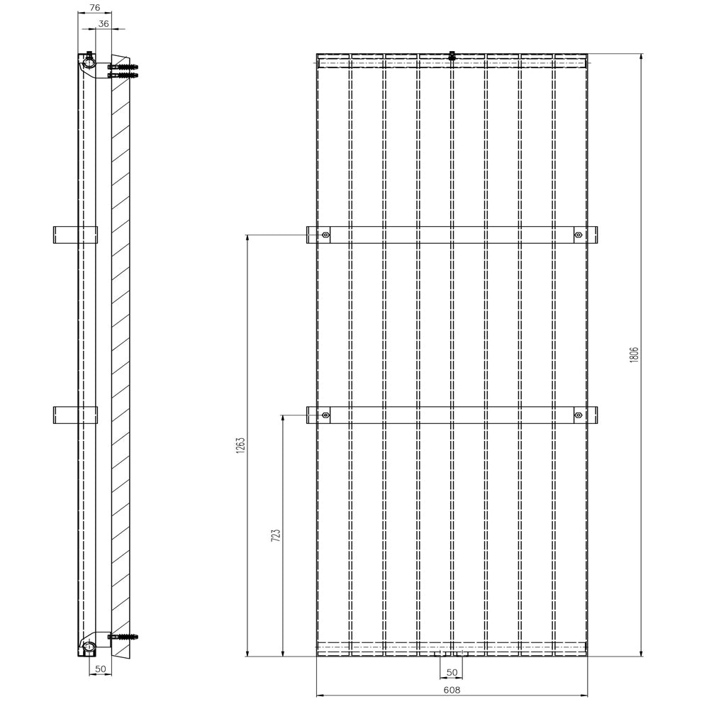 MAGNIFICA Badheizkörper 608x1806 mm, Weiß mit Textur