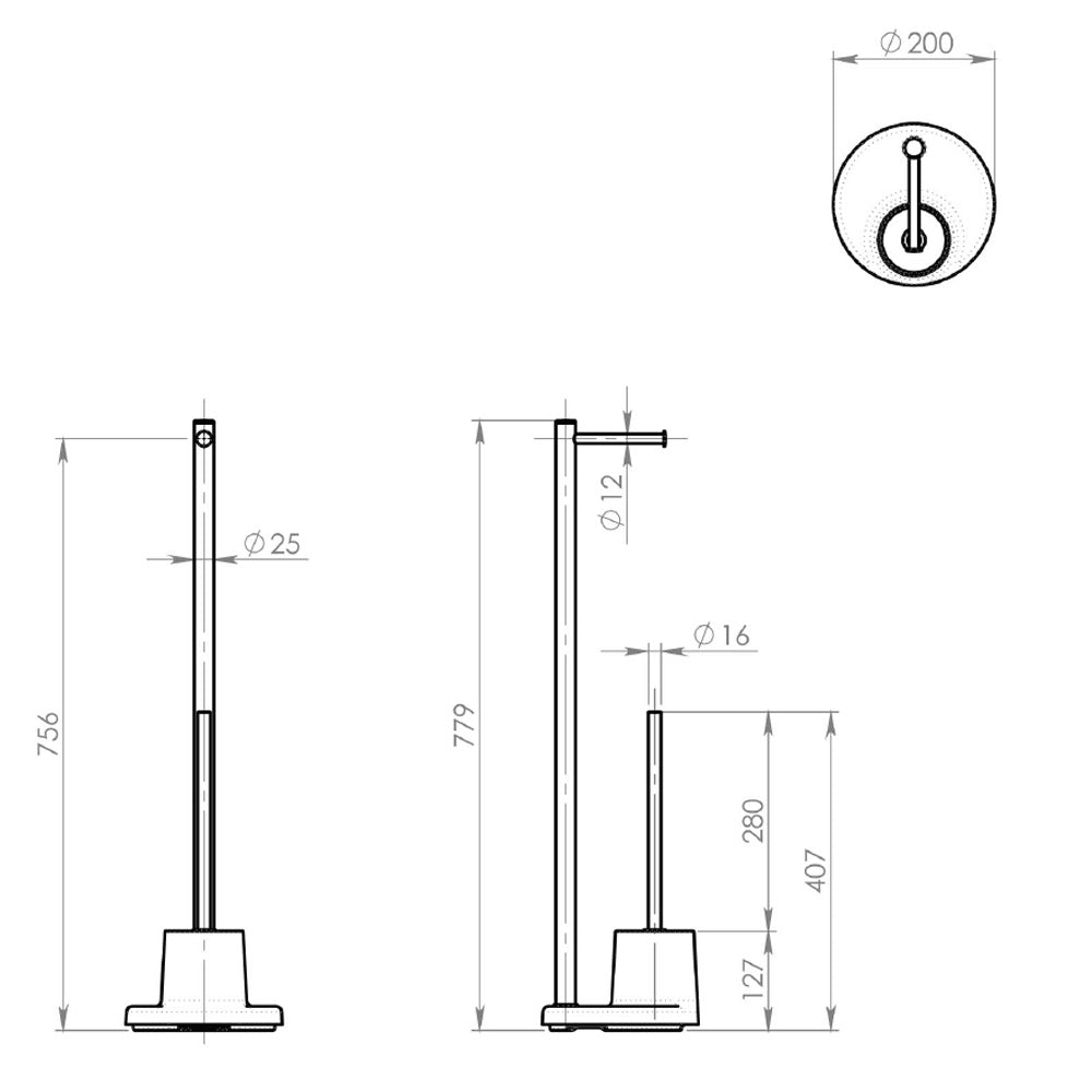 Ständer mit Toilettenpapier- und WC-Bürste-Halter, weiß
