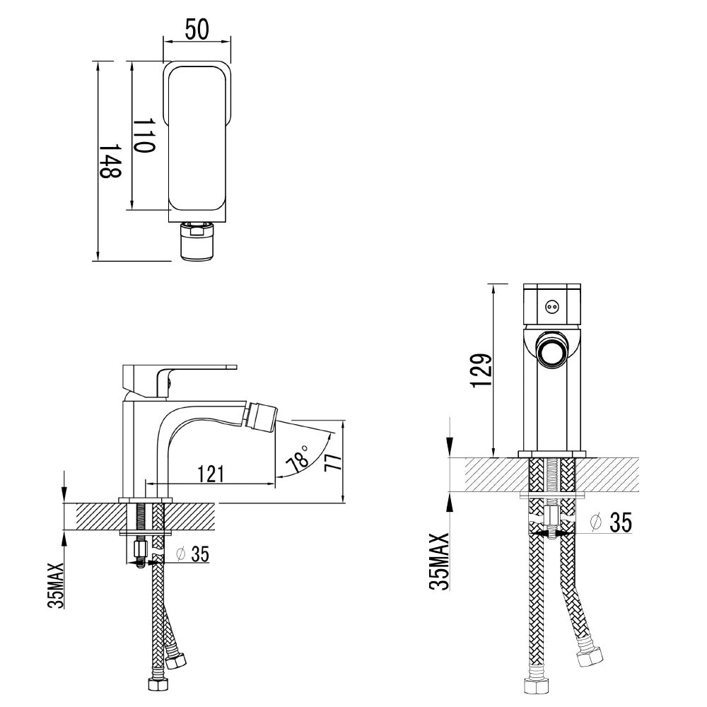 FACTOR Bidet-Armatur ohne Ablaufgarnitur, Chrom