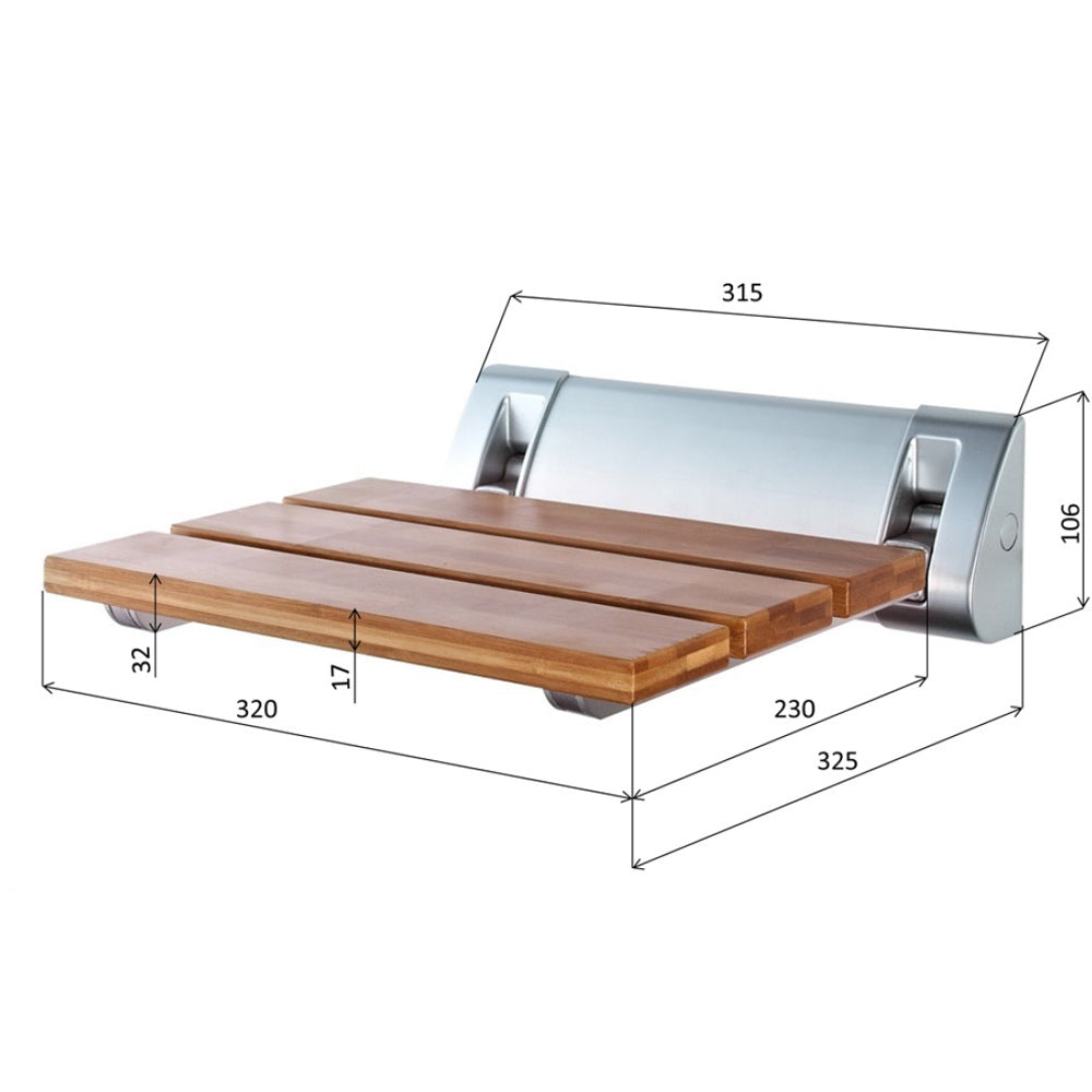 Duschklappsitz 32x32,5cm, Bambus