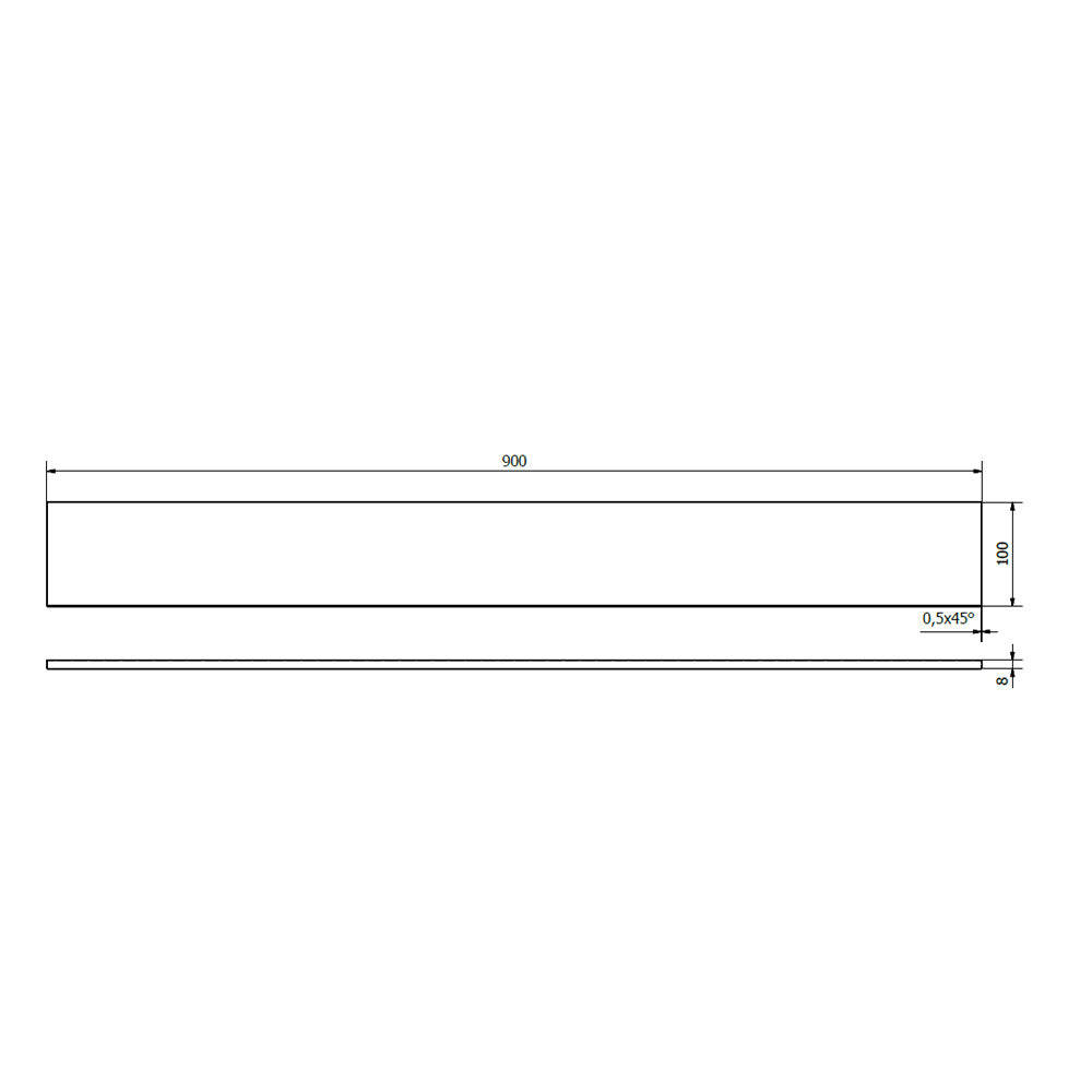 Ablage 900x100x8mm, Klarglas