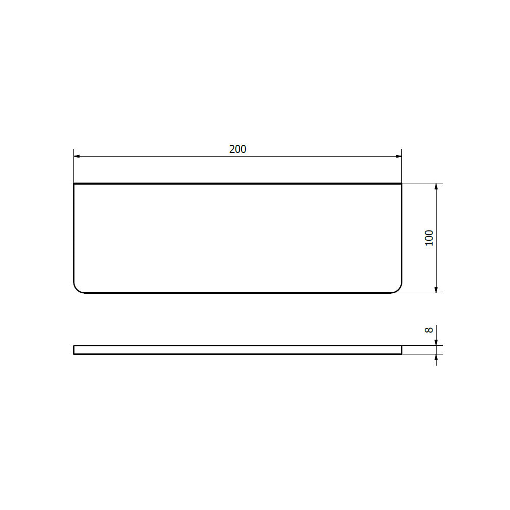Ablage 200x100x8mm, Milchglas