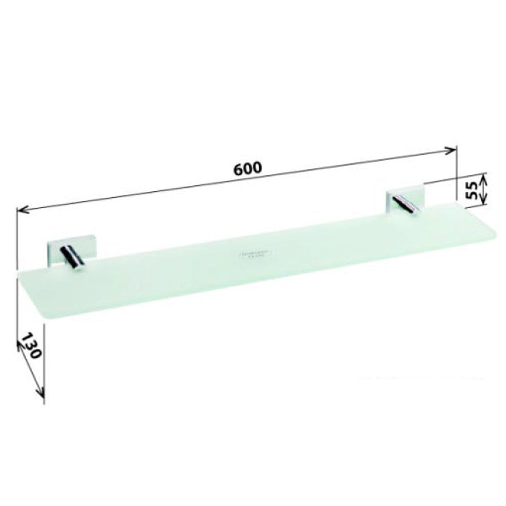 X-SQUARE Glasablage 600x55x130mm, Milchglas, Chrom