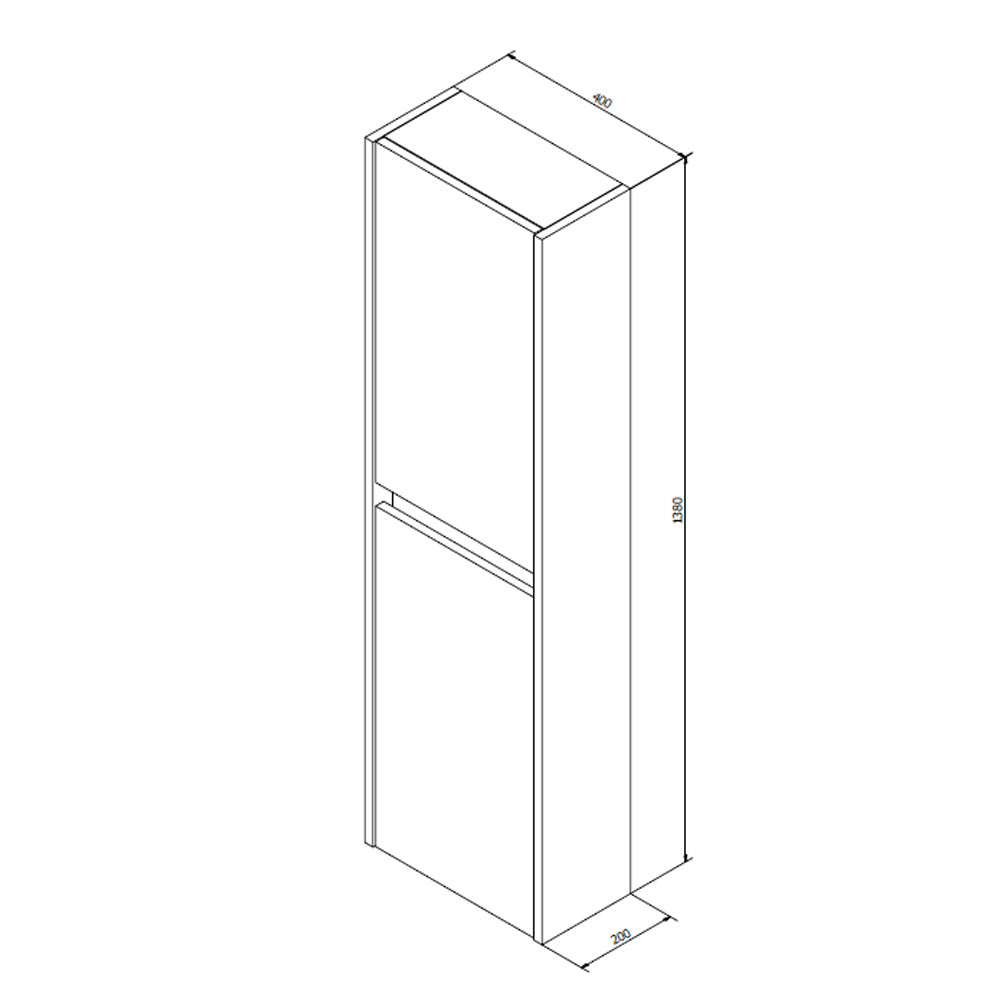 NIRONA hochschrank 40x140x20cm, 2x Tür, links/rechts, weiß