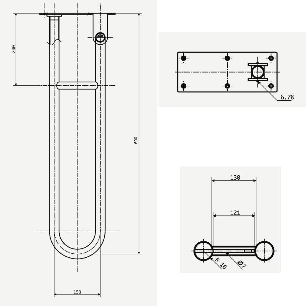 HANDICAP Klappgriff, 600mm, polierter Edelstahl