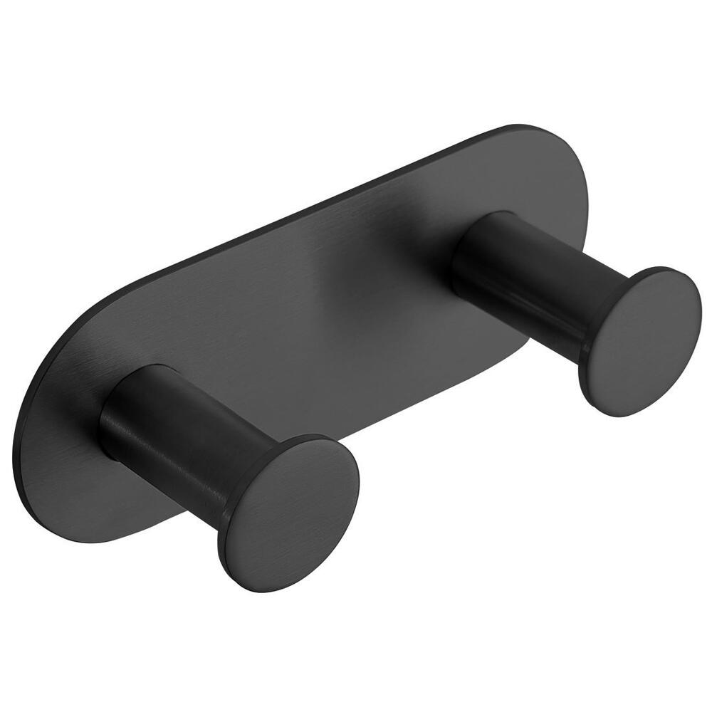 X-ROUND BLACK Selbstklebender Doppelhaken, Schwarz matt