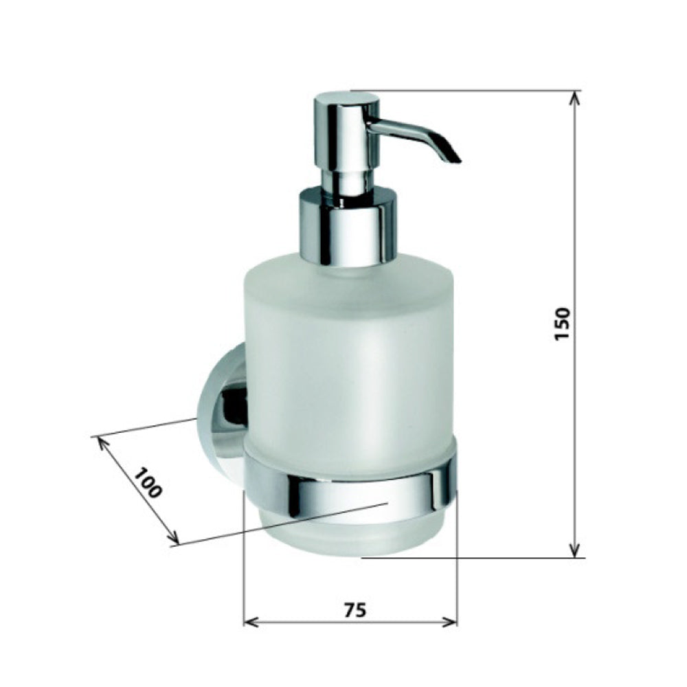 X-ROUND Seifenspender 200ml, Milchglas, Chrom