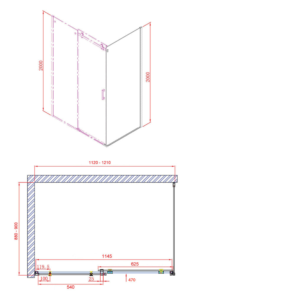 Dragon Rechteckige Duschkabine 1200x1000mm L/R Variante
