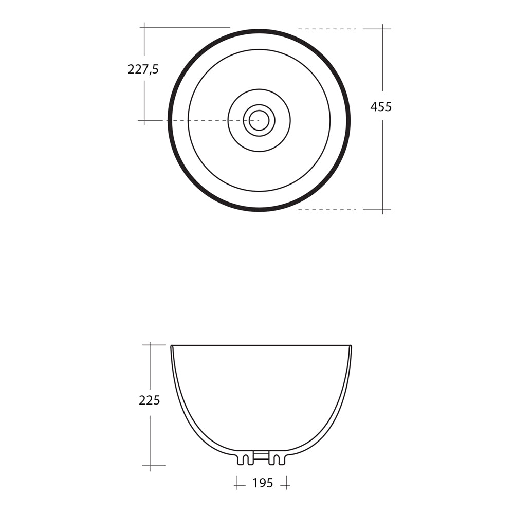 DOME Keramik-Waschtisch zum Aufsetzen, Ø 45,5cm, Weiß