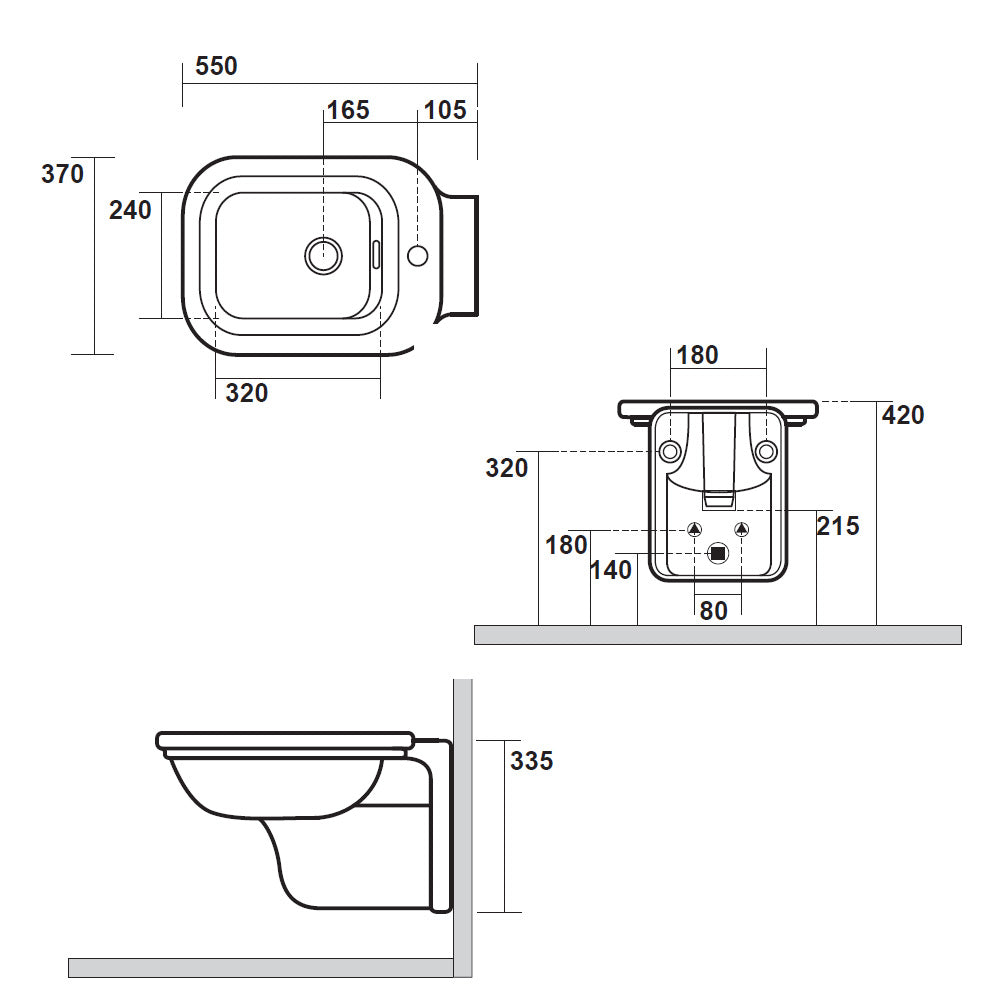 WALDORF Hänge-Bidet 37x55cm, weiß