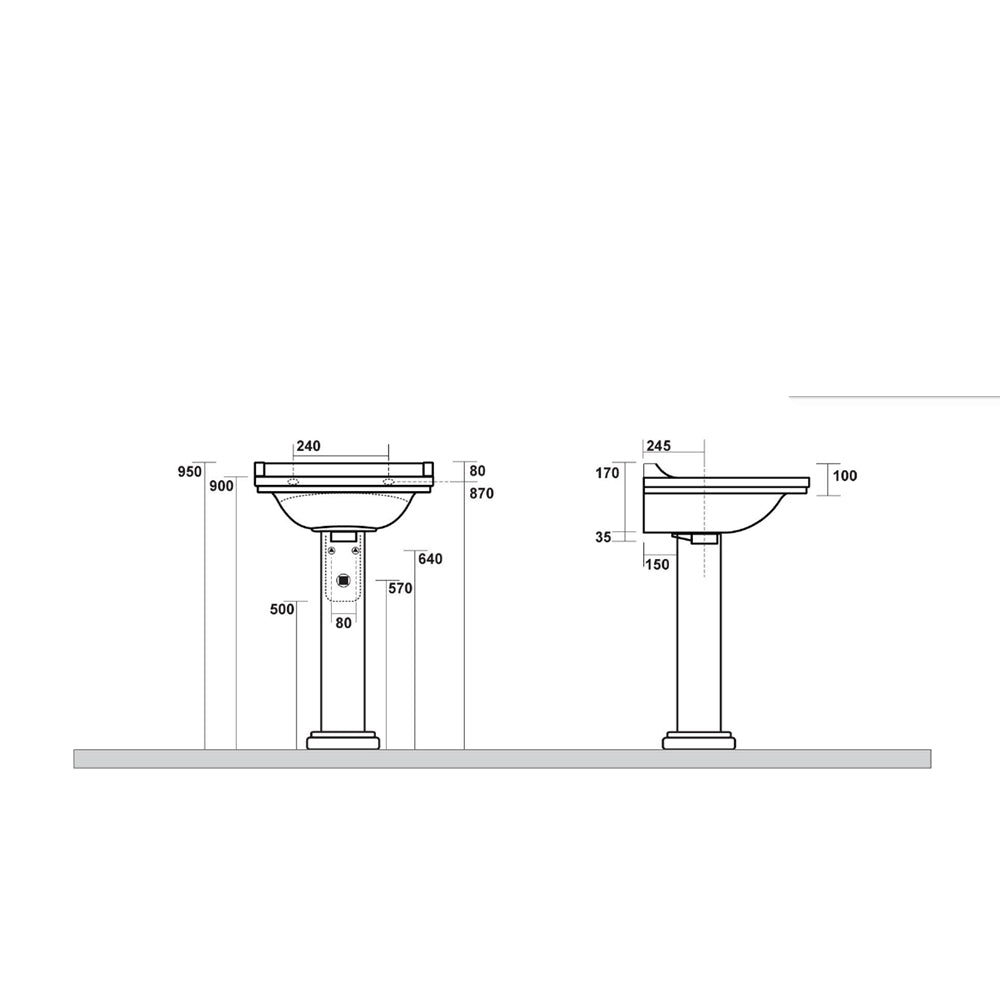 WALDORF Keramik-Säule für Waschtische 60,80cm, schwarz matt