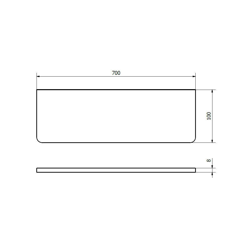 Ablage 700x100x8mm, Klarglas