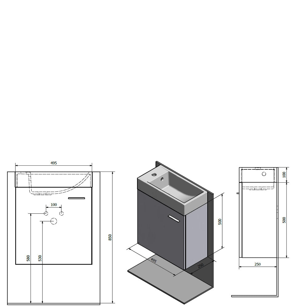 LATUS IV Unterschrank 45x50x23cm, Silbereiche