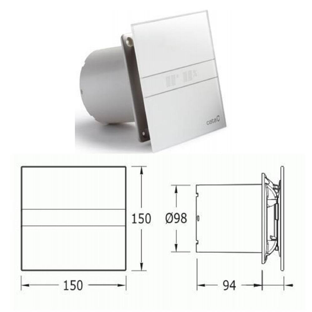 E-100 GTH Automatik Axial-Badlüfter, 4W/8W, Rohrleitung 100mm, Weiß