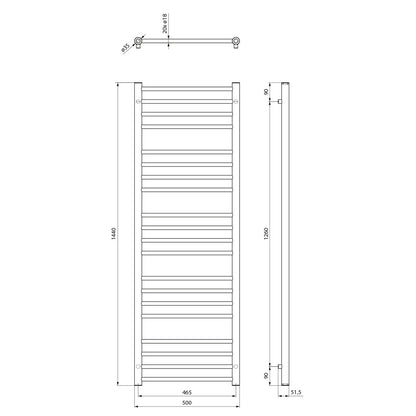 DINA Badheizkörper 500x1440mm,600W, Weiß