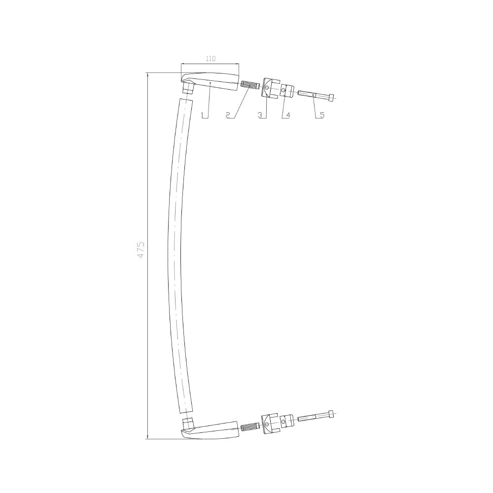 Handtuchtrockner für Heizkörper 43cm, gebogen, Weiß