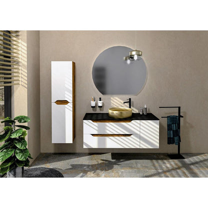 WAVE Hochschrank 40x140x20cm, weiß/Silbereiche
