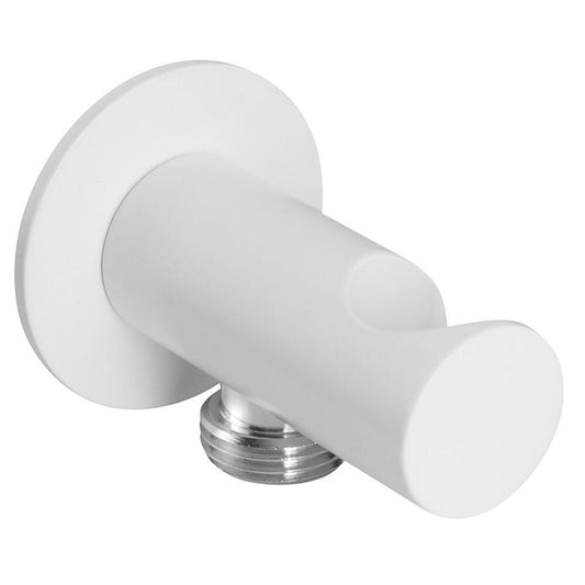 Brausehalter rund, fest, mit Schlauchanschluss, weiss matt