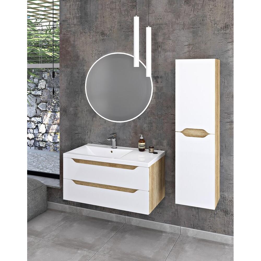 WAVE Hochschrank 40x140x20cm, weiß/Silbereiche
