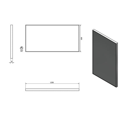 AROWANA Spiegel mit Rahmen, 1200x600mm, schwarz