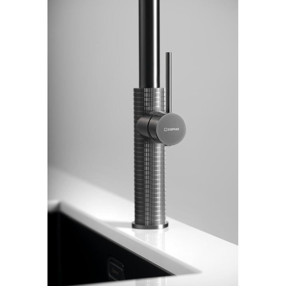 FLAWO Küchenarmatur mit ausziehbarer Spülbrause, gun metal