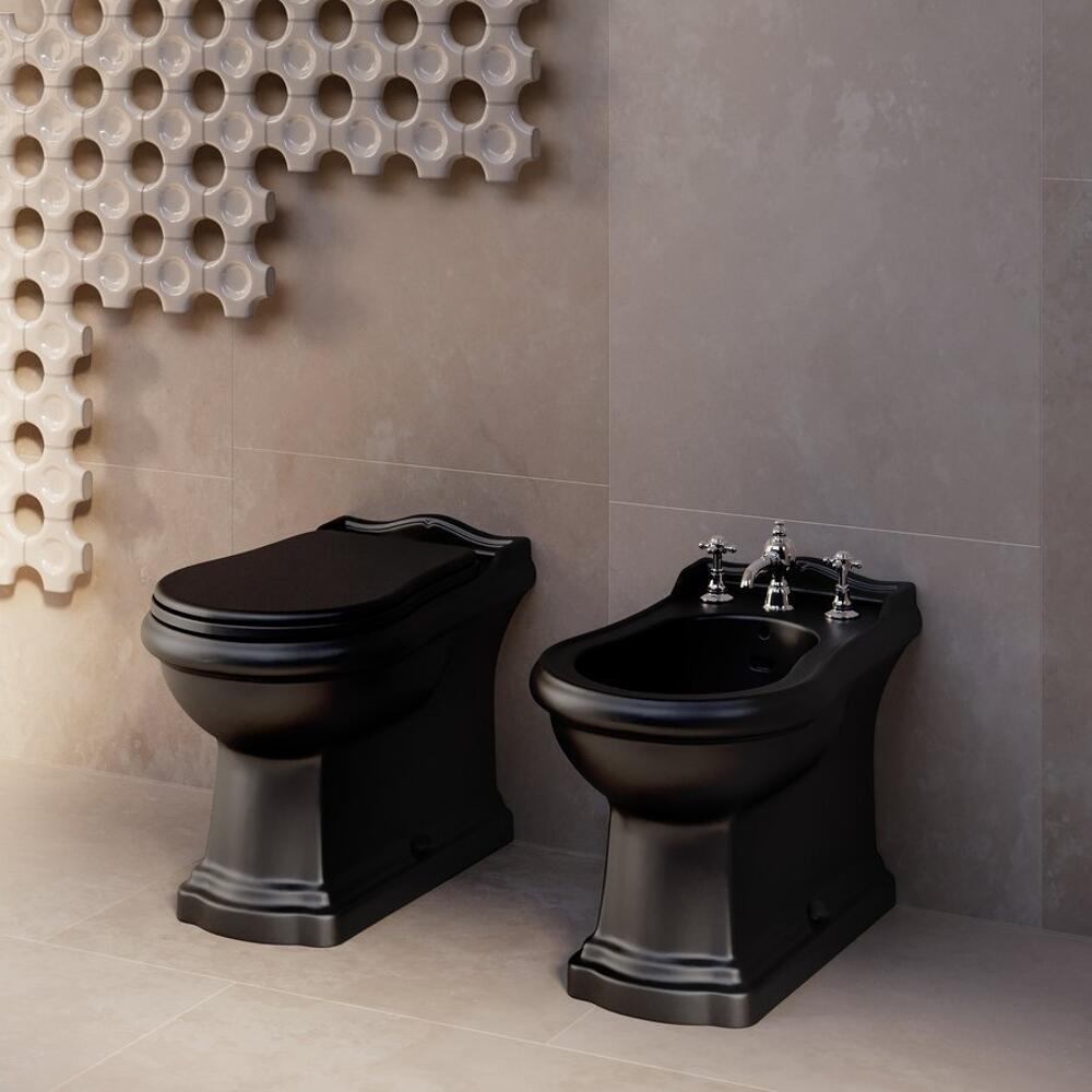 RETRO WC Becken 39x61cm, Abgang senkrecht/waagerecht, schwarz matt
