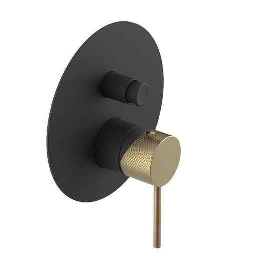 ULTRASAN Unterputz-Duscharmatur , 2 Wege, Schwarz matt/Gold matt