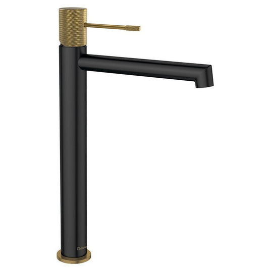 SOLARIS Waschtischarmatur, hoch, Schwarz/Gold matt