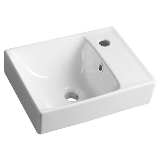 NUALI Keramik-Waschbecken 40x30cm, Wasserhahn rechts/weiss