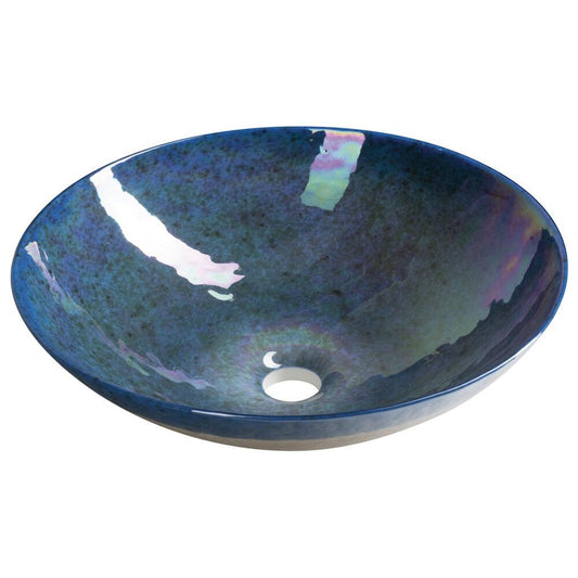 MURANO ZAFFIRO Glaswaschbecken zum Aufsetzen, Durchmesser 41cm, Ivory/Blau