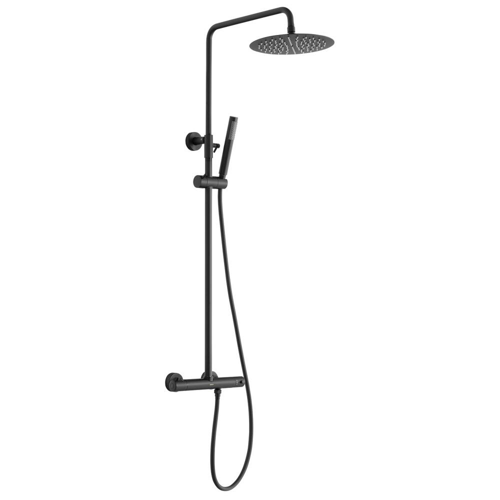 Duschsäule mit Thermostat-Armatur, Schwarz