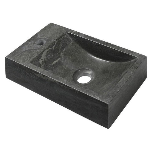 BLOK Stein-Waschtisch 40x22cm, Wasserhahn links, Anthrazit schwarz