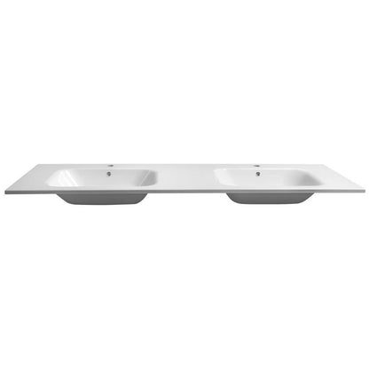 ARECA Gussmarmor-Doppelwaschtisch 161x51,5cm, weiß