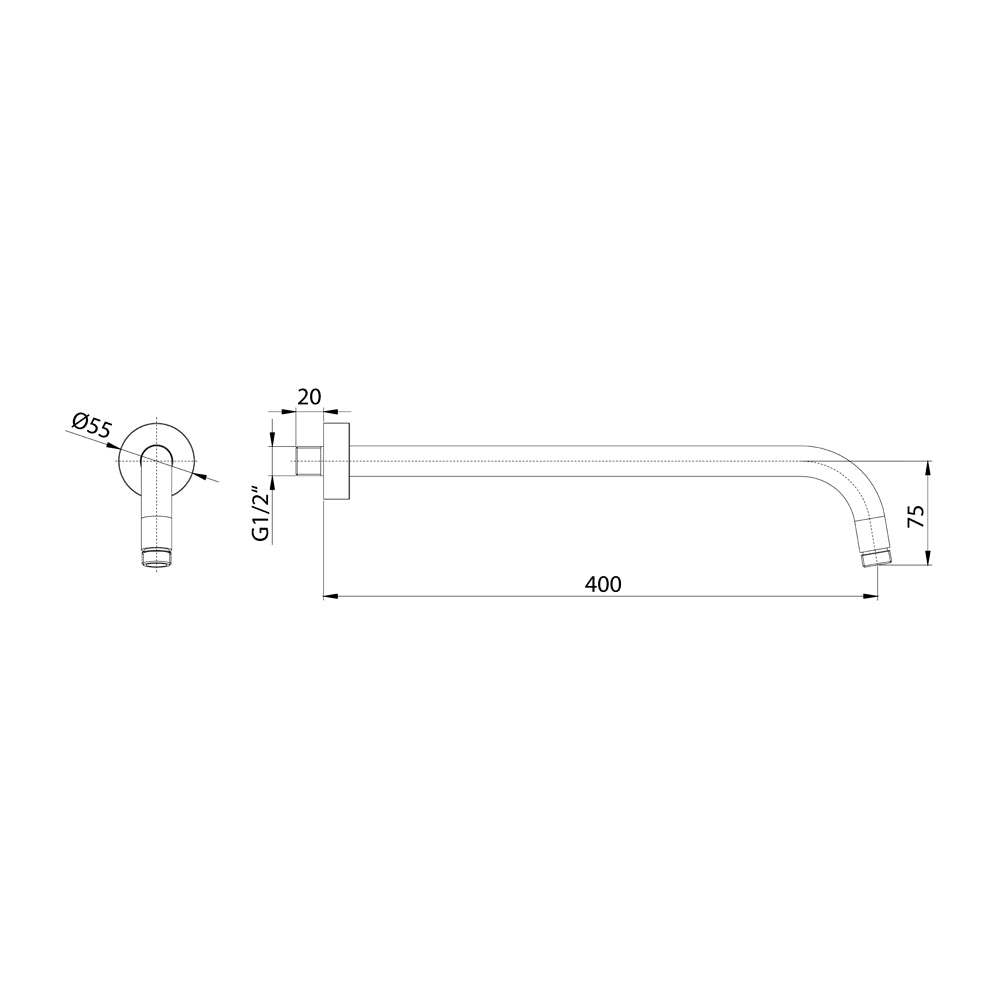 Duscharm rund 400mm, Gold matt