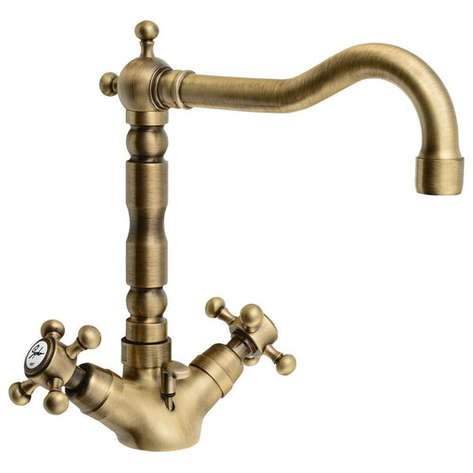 ANTEA Waschtischarmatur mit Retro-Einlauf , inkl. Ablaufgarnitur, 240mm bronze