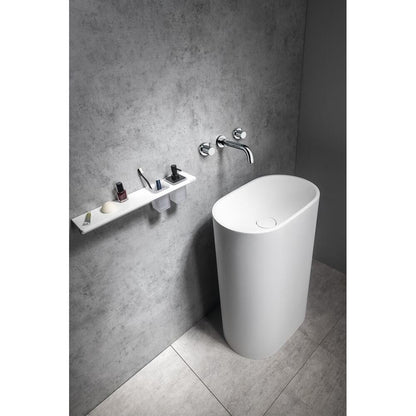 TREVA Freistehendes Waschbecken 56,5x85cm, Gussmarmor, weiß matt
