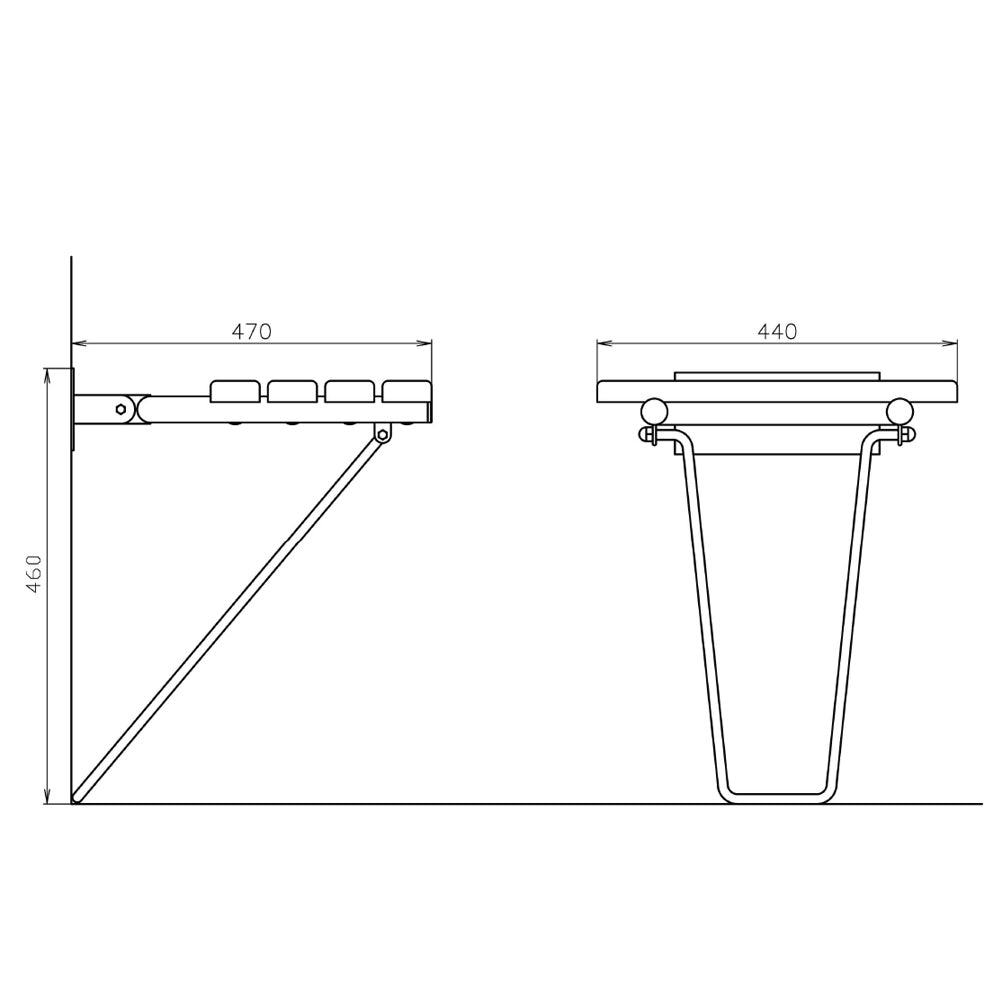HANDICAP Duschklappsitz mit Stützfuß, 44x45cm, Weiß