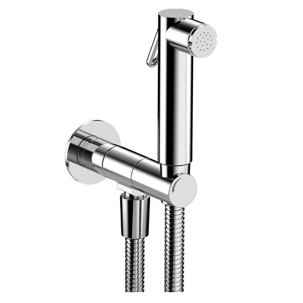 Wandventil mit Handbrause und Sicherheitssperre, rund, Chrom