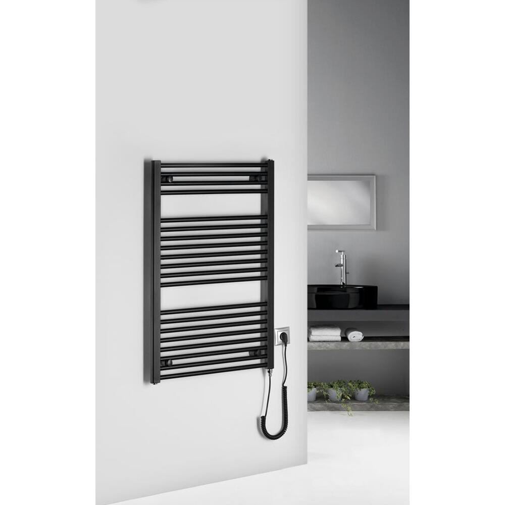 DIRECT-E Elektrischer Badheizkörper, gerade, 600x960 mm, 400 W, Schwarz