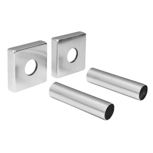 Abdeck-Rosette, Set, quadratisch, Edelstahl matt