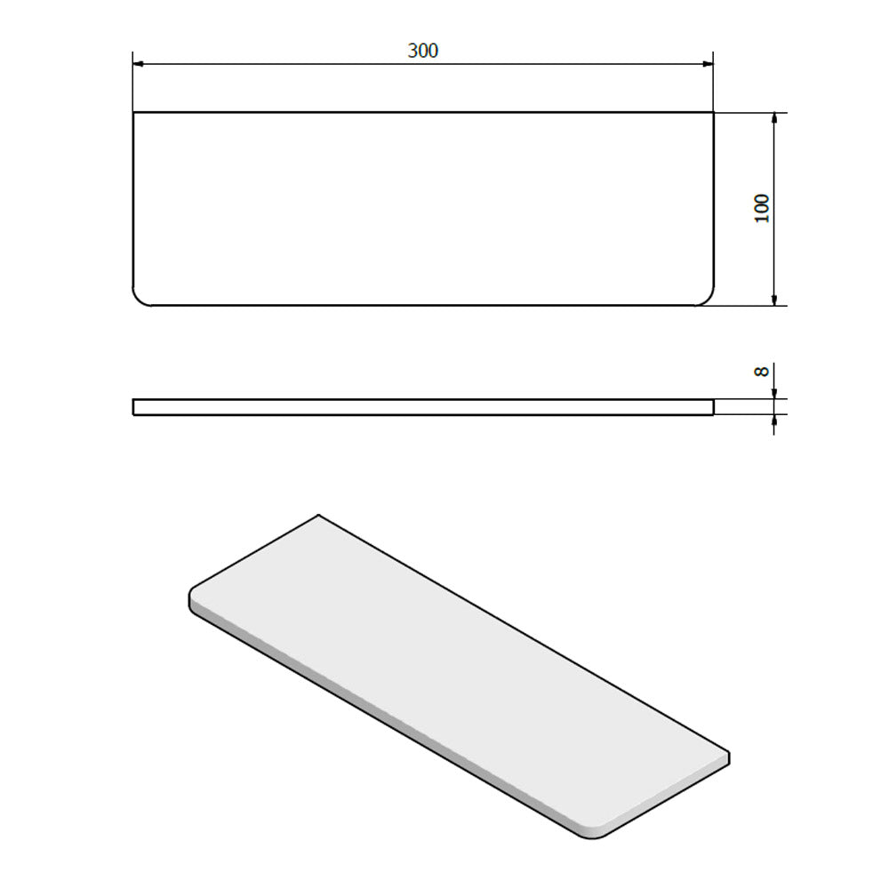 Ablage 300x100x8mm, Klarglas