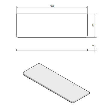 Ablage 300x100x8mm, Klarglas