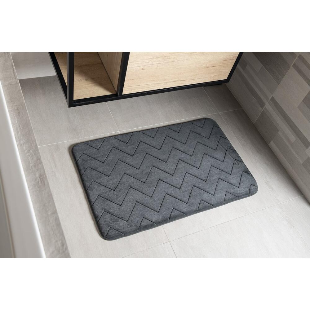 MOUSSE Badematte, 50x80cm, 100% Polyester, Anti-Rutsch, anthrazit