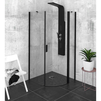 ZOOM LINE BLACK Duschabtrennung Viertelkreis 900x900mm, Klarglas, rechts