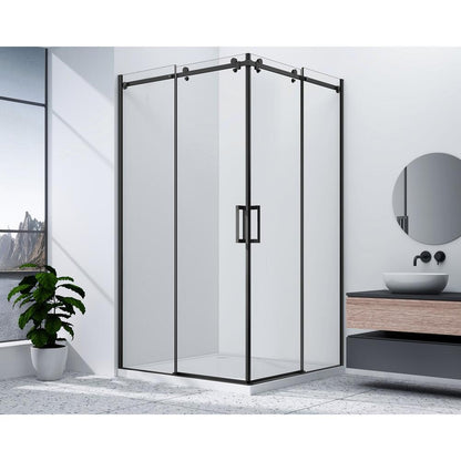 DRAGON BLACK Eckige Duschkabine 800x800mm, Eckeinstieg