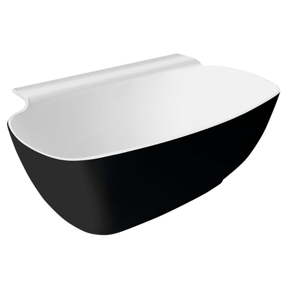 NIGRA Freistehende Gussmarmor-Badewanne 158x80x45cm, schwarz/weiß