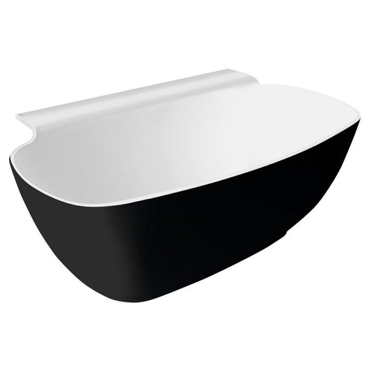 NIGRA Freistehende Gussmarmor-Badewanne 158x80x45cm, schwarz/weiß