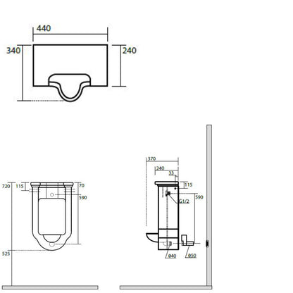 WALDORF Urinal 44x72cm, inkl. Siphon und Befestigungsset, weiß