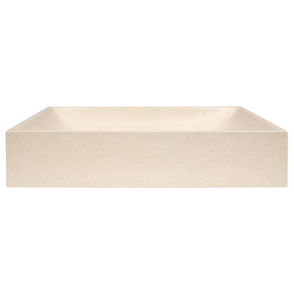 TARANT Betonwaschbecken mit Ablaufgarnitur, 58x36cm, weißer Sandstein