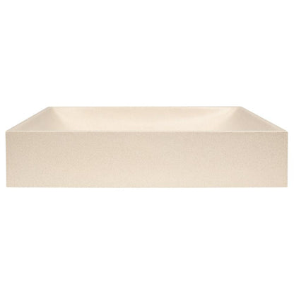 TARANT Betonwaschbecken mit Ablaufgarnitur, 58x36cm, weißer Sandstein